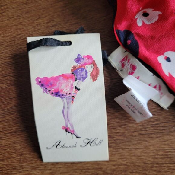 Silk Scarf with Cherries on Top ALANNAH HILL Rayon Lace Trim Red Black NEW - Picture 11 of 11